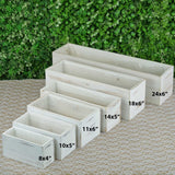 Pack of 2 | 10"x5" Whitewash Rectangular Wood Planter Box Set with Plastic Liners