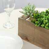 14"X5" Natural Rectangular Wood Planter Box, Decorative Window Flower Box With Plastic Liner