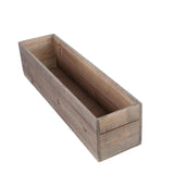 24"x6" Natural Rectangular Wood Planter Box Set With Removable Plastic Liners #whtbkgd