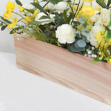 Tan Rectangular Wood Planter Box Set, Plant Holder With Removable Plastic Liners - 24x6inch