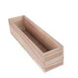 Tan Rectangular Wood Planter Box Set, Plant Holder With Removable Plastic Liners - 24x6inch#whtbkgd