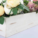 24"x6" Whitewash Rectangular Wood Planter Box Set With Removable Plastic Liners
