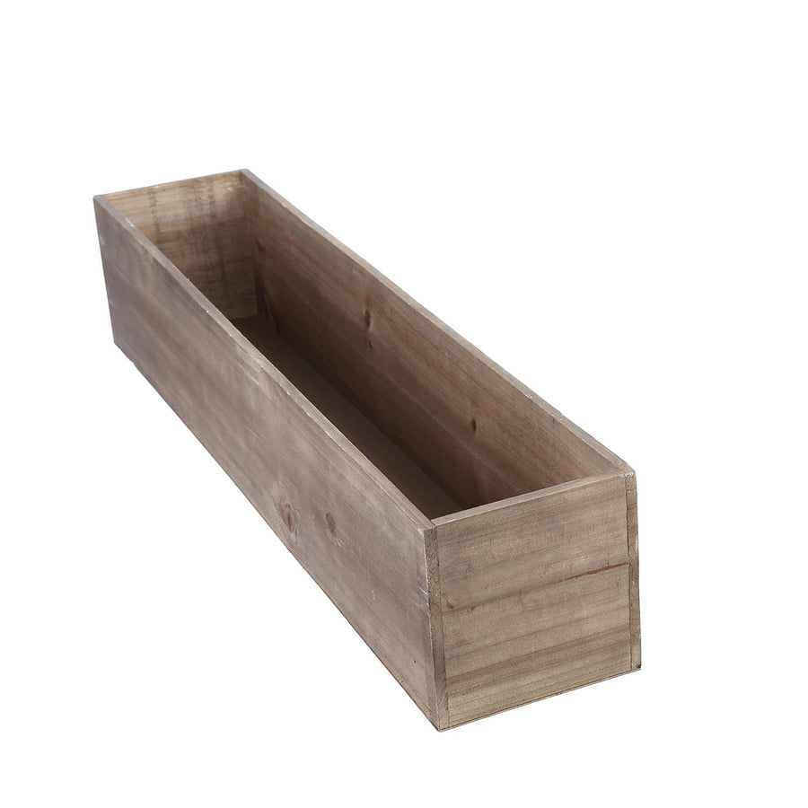 30"x6" | Natural | Rectangular Wood Planter Box Set With Removable Plastic Liners #whtbkgd
