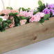30"x6" | Natural | Rectangular Wood Planter Box Set With Removable Plastic Liners