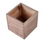 2 Pack | 5" Natural Square Unfinished Wooden Planter Box With Removable Plastic Liners #whtbkgd