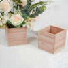 2 Pack | 5inch Square Tan Wood Planter Box Set, Plant Holder With Removable Plastic Liners