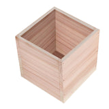 2 Pack | 5inch Square Tan Wood Planter Box Set, Plant Holder With Removable Plastic Liners#whtbkgd