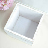 2 Pack | 6" Whitewash Square Wood Planter Box Set With Removable Plastic Liners