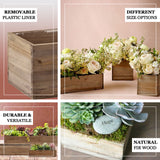 14"X5" Natural Rectangular Wood Planter Box, Decorative Window Flower Box With Plastic Liner