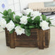 2 Pack | 10x5 inches | Smoked Brown Rustic Natural Wood Planter Box Set With Removable Plastic Liners