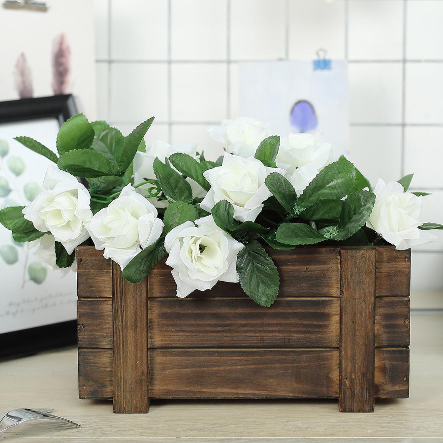 2 Pack | 10x5 inches | Smoked Brown Rustic Natural Wood Planter Box Set With Removable Plastic Liners