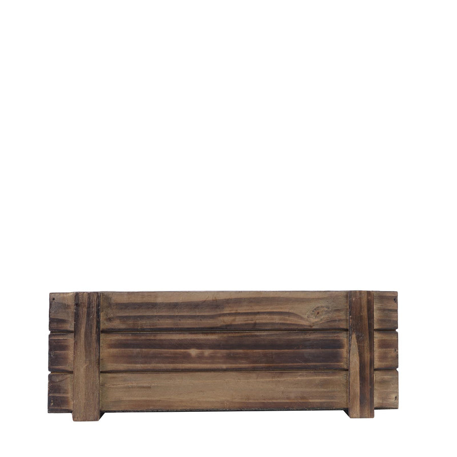 14"x5" | Smoked Brown Rustic Natural Wood Planter Box With Removable Plastic Liners