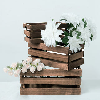 Rustic Brown Wooden Crates Decorative Vintage Planter