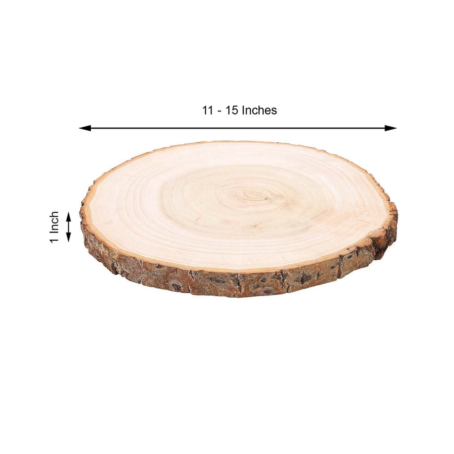 Centerpiece Poplar Wood Slab, Rustic Wood Slices 15Inch Dia Natural Color