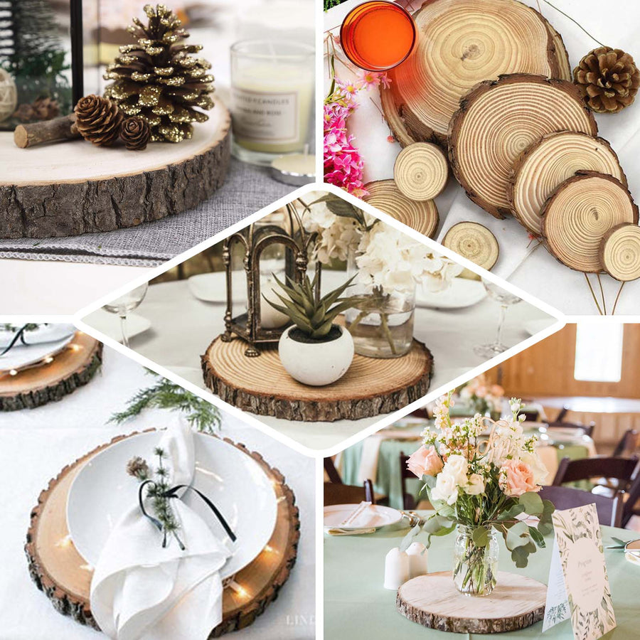 Centerpiece Poplar Wood Slab, Rustic Wood Slices 15Inch Dia Natural Color