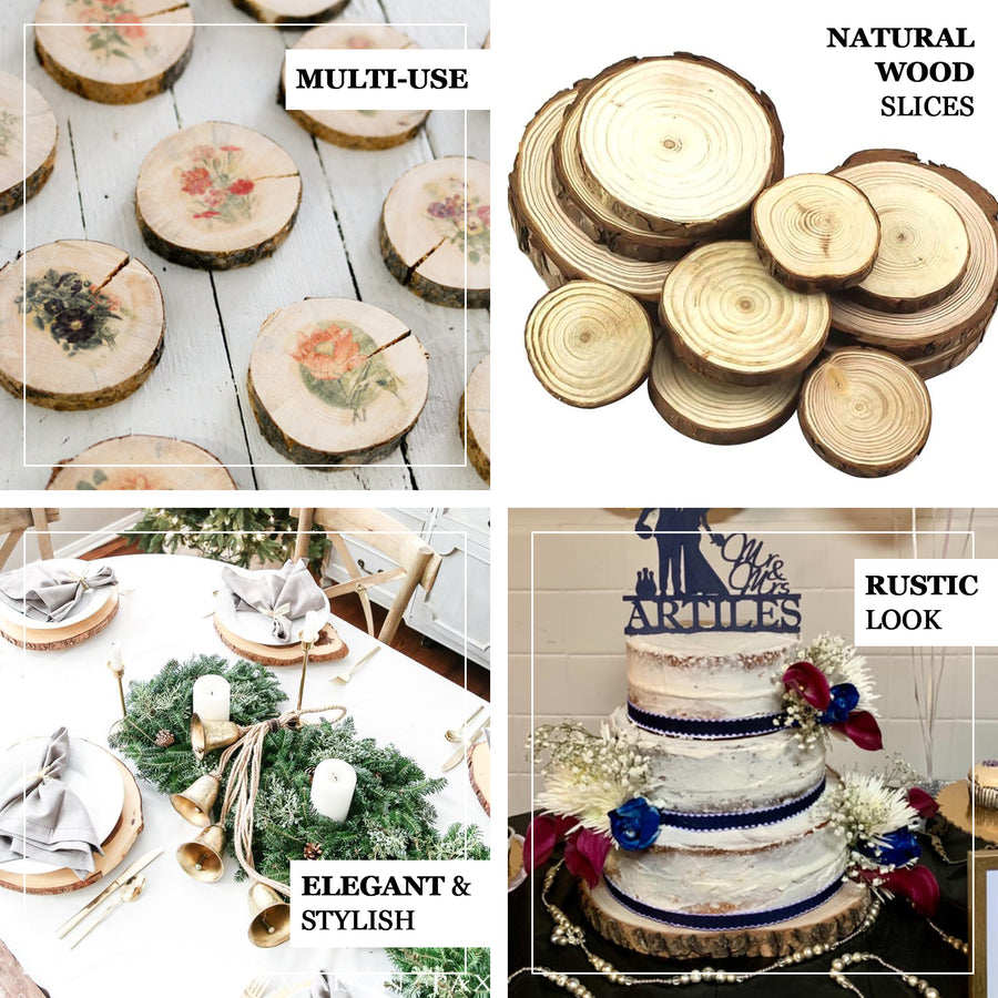 7" Dia | Rustic Natural Wood Slices | Round Poplar Wood Slabs | Table Centerpieces