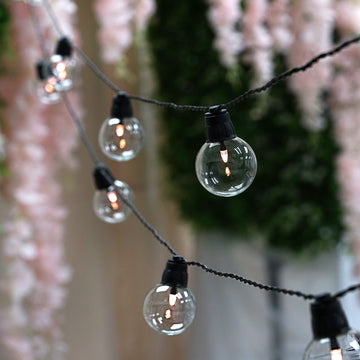 26ft Warm White Outdoor / Indoor 8-Mode Dimmable String LED Lights, Waterproof Remote Operated With 25 Clear Bulbs