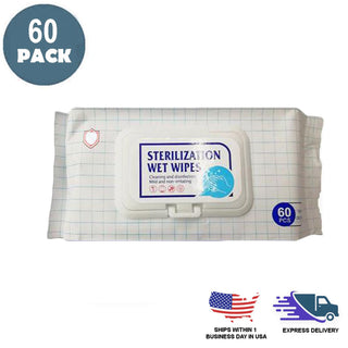 60 Pack Wet Antibacterial Sterile Wipes - Keep Your Hands and Surfaces Clean