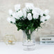 12 Bushes | White Artificial Premium Silk Flower Rose Bud Bouquets