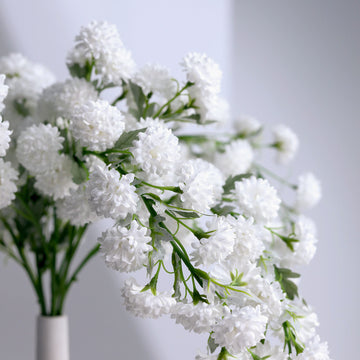 2 Bushes | 33" White Artificial Silk Chrysanthemum Mum Flower Bouquets