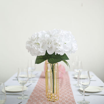 5 Bushes White Artificial Silk Hydrangea Flower Bouquets