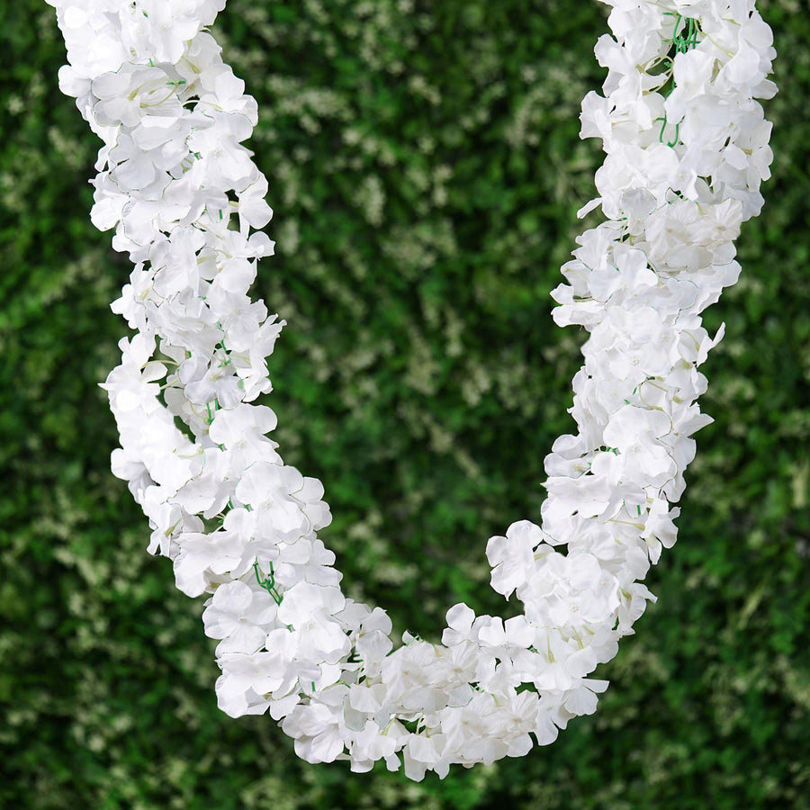 7ft | White Artificial Silk Hydrangea Hanging Flower Garland Vine#whtbkgd