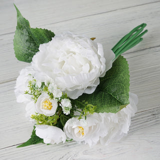 Stunning White Artificial Silk Peonies Bouquet for Elegant Event Decor