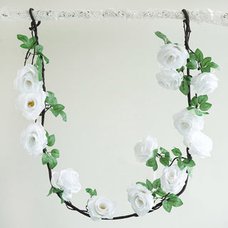 Elegant White Artificial Silk Rose Hanging Flower Garland for Stunning Event Decor