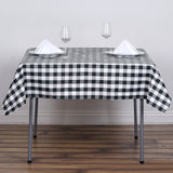 Buffalo Plaid Tablecloth | 54"x54" Square | White/Black | Checkered Gingham Polyester Tablecloth