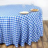 Buffalo Plaid Tablecloths | 108 Round | White/Blue | Checkered Gingham Polyester Tablecloth