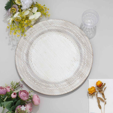 6 Pack 13" White Boho Lace Embossed Acrylic Plastic Charger Plates