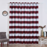 White/Burgundy Cabana Stripe Thermal Blackout Window Curtain Grommet Panel Noise Cancelling Curtains