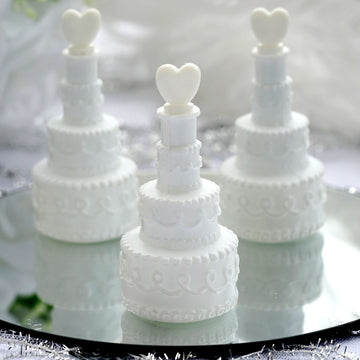 24 Pack | 3" White Cake Heart Top Bubbles Bridal Wedding Shower Favors