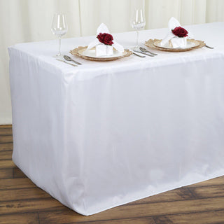 Versatile and Stylish White Fitted Polyester Table Cover