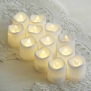 12 Pack | White Flameless LED Tealight Candles, Battery Operated Mini Votive Candles