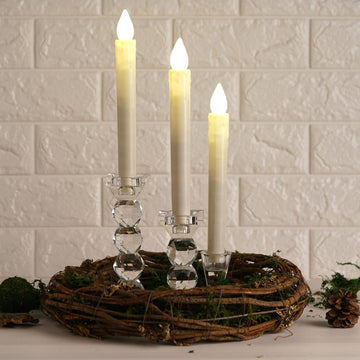 3 Pack | 9" White Flameless LED Wax Drip Textured Taper Candles, Battery Operated Candles