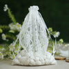 10 Pack | 6inches White Floral Lace Drawstring Wedding Party Favor Gift Bag