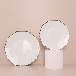 Elegant White Geometric Dessert Plates for Stylish Table Settings