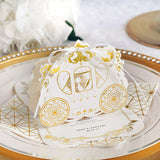 25 Pack | Cinderella Carriage Party Favor Gift Boxes, Wedding Candy Box - White/Gold