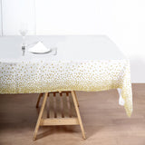 5 Pack White Rectangle Plastic Table Covers with Gold Confetti Dots, 54x108inch PVC Waterproof