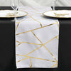9ft White With Gold Foil Geometric Pattern Table Runner