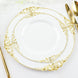 10 Pack | 8inch White Gold Leaf Embossed Baroque Plastic Salad Dessert Plates