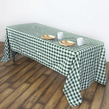 Buffalo Plaid Tablecloth | 60x102 Rectangular | White/Green | Checkered Polyester Linen Tablecloth