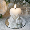 3inch White Heart Candle & Swan Candle Holder Set & Clear Favor Gift Box with Organza Ribbon Tie