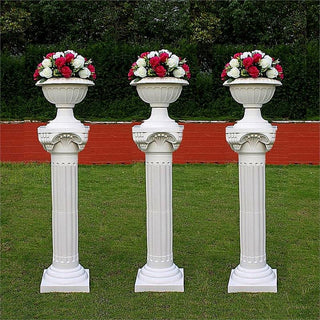 34" White Height Adjustable Empirical Roman Inspired Pedestal Column Plant Stand - PVC