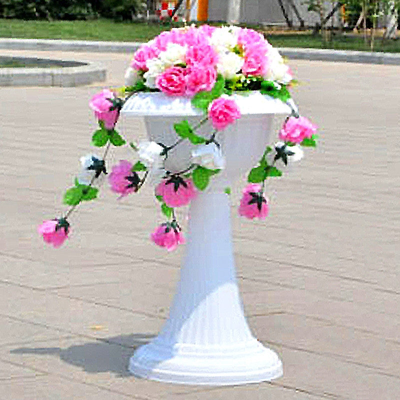 4 Pack | 22inch Tall White PVC Classic Italian Inspired Pedestal Column Flower Plant Stand Pot