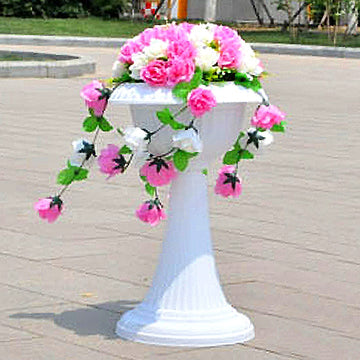 4 Pack | White Italian Inspired Pedestal Stand | Flower Plant Pillar - 22" Tall PVC