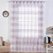 2 Pack | White/Lavender Lilac Cabana Print Faux Linen Curtain Panels