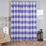 White/Lavender Cabana Stripe Thermal Blackout Curtains With Chrome Grommet Window Treatment Panels