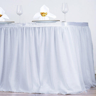 Add Elegance to Your Event with the 14ft White Tulle Tutu Table Skirt